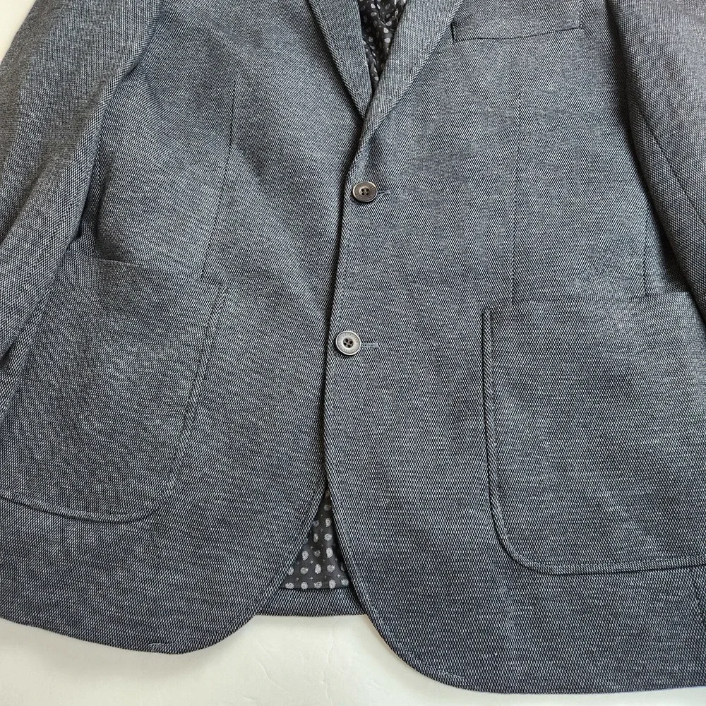 Level Ten Mens Sports Coat Sz Large Gray Blue 2 Button Casual Suit Blazer Preppy